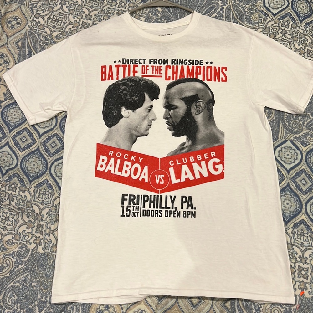 ROCKY III BATTLE of the CHAMPIONS Rocky Balboa vs Clubber Lang T-Shirt size m